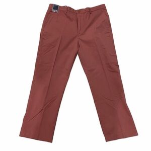 NWT Roundtree & Yorke Classic Fit Flat Front Pants Khaki Salmon Pink 38x32